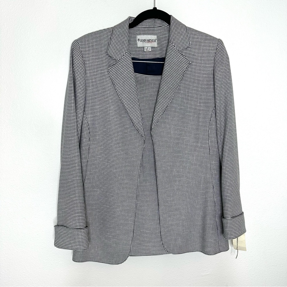 NWT Vintage Skirt Suit Set John Meyer of Norwich Houndstooth Sz 6